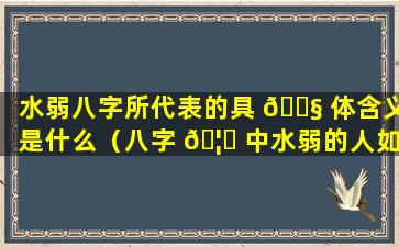 水弱八字所代表的具 🐧 体含义是什么（八字 🦈 中水弱的人如何化解）